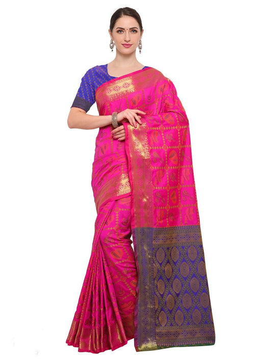 Pink Color Poly Silk Saree only in Bigswipe