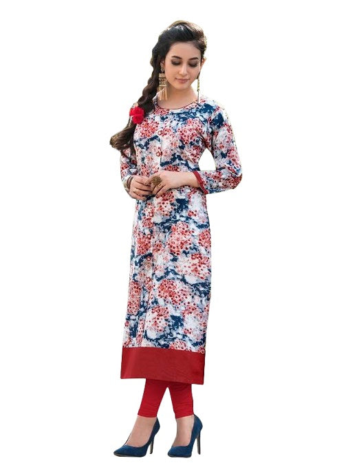 Multicolor Round Neck Printed Casual Women&rsquo;s Kurti only in Bigswipe