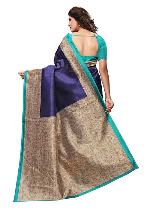 Navy Blue, Beige Color Poly Silk Saree only in Bigswipe