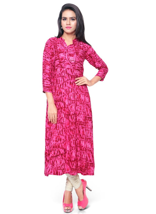 Pink Color Shibori Print Rayon Kurti only in Bigswipe