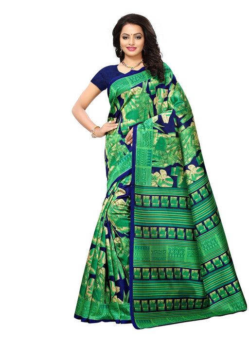 Green, Navy Blue Color  Poly Silk Saree only in Bigswipe