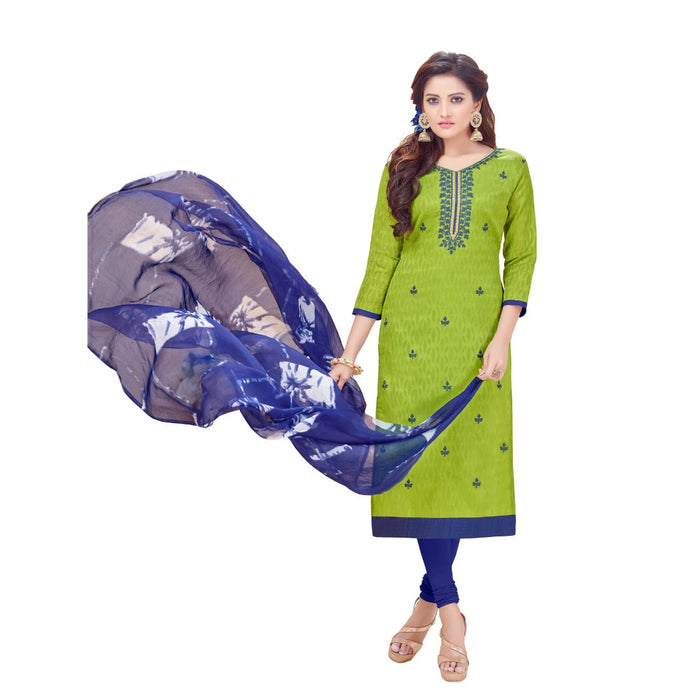 Cotton Jacquard Fabric Green Color Dress Material only in Bigswipe