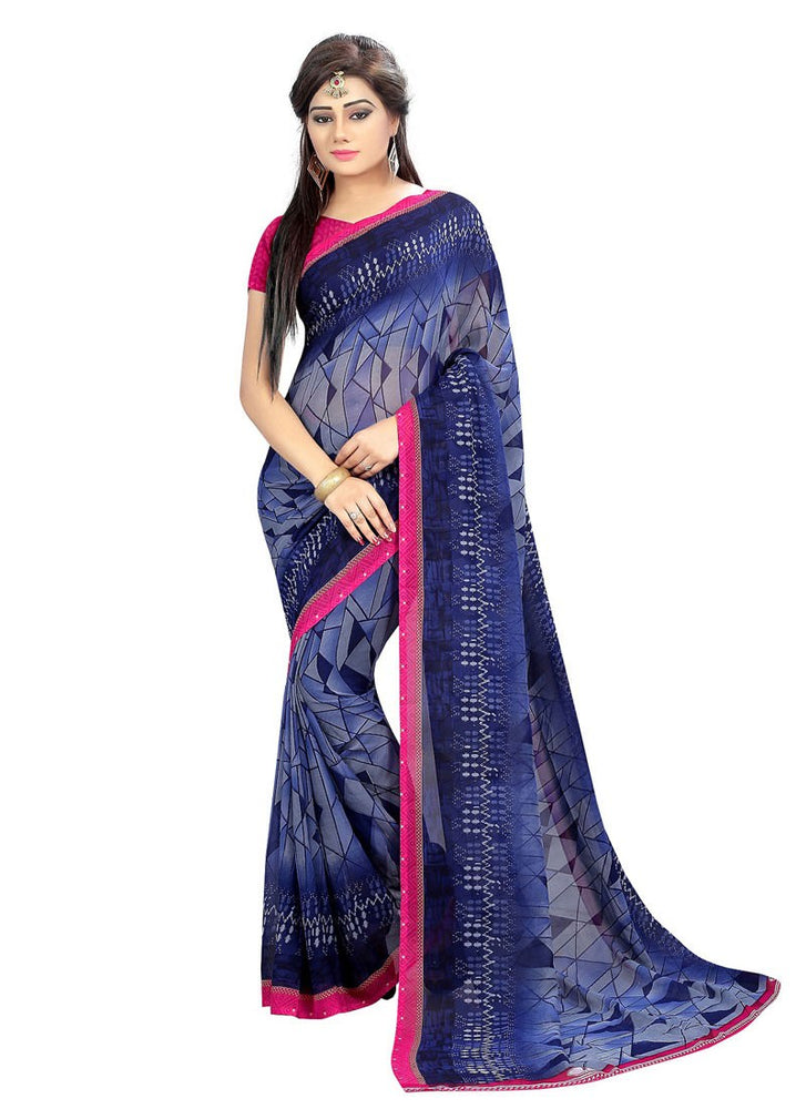 Blue,Grey Color Georgette Saree only in Bigswipe