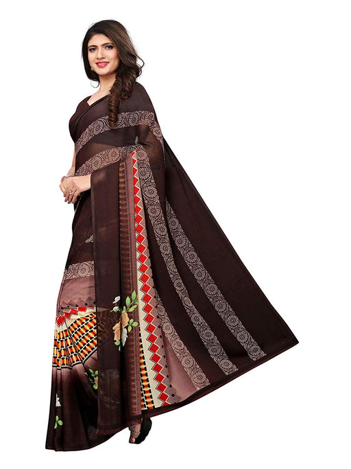 Brown, Multi Color Georgette Saree only in Bigswipe