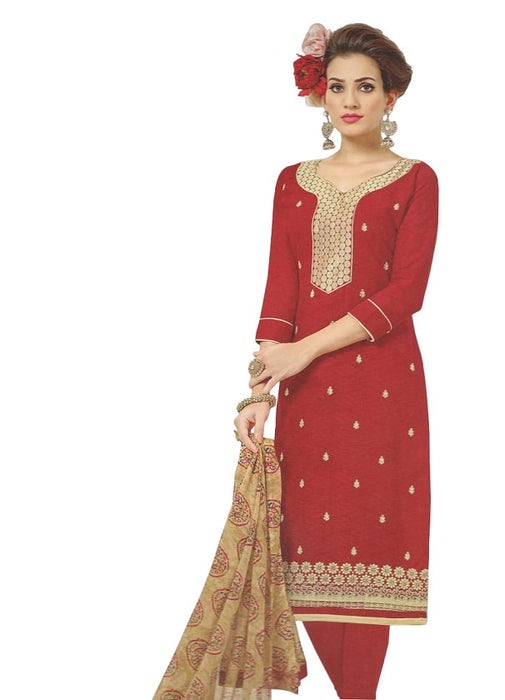 Embroidered Jacquard Cotton Unstitched  Dress Material For Women only in Bigswipe