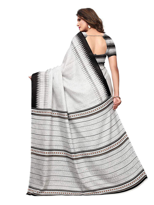 Grey, Black Color Vichitra Silk (Art Silk) Saree only in Bigswipe