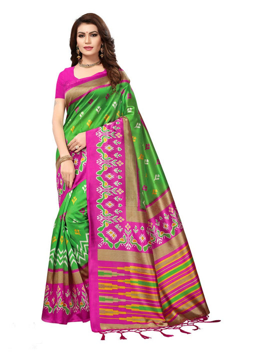 Green, Pink, Multi Color  Poly Silk Saree only in Bigswipe