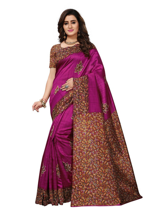 Maroon, Multi Color  Poly Silk Saree only in Bigswipe