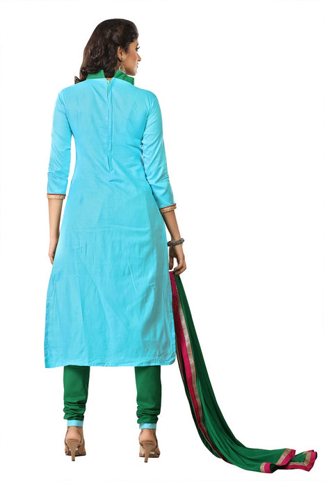 Womens Designer Light Blue Cotton Partywear Salwar Suit Dress Material For Womens