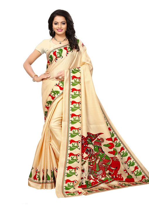 Beige, Multi Color  Art Silk Saree only in Bigswipe