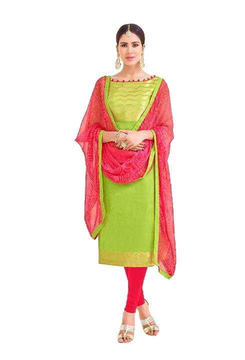 Green And Pink Salwar Material only in Bigswipe