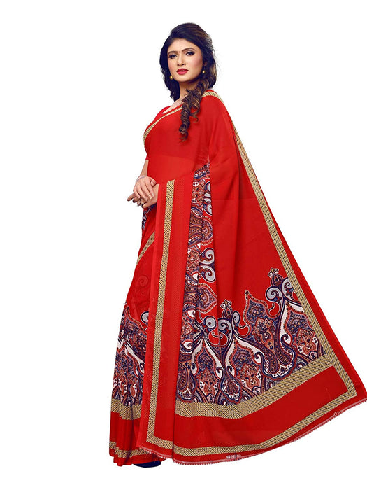 Red, Multi Color Georgette Saree