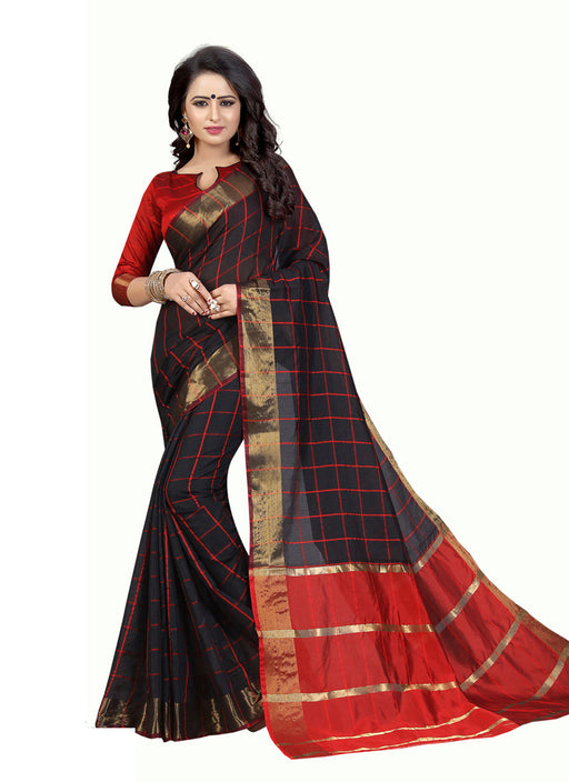 Black Color Chanderi Cotton Saree only in Bigswipe