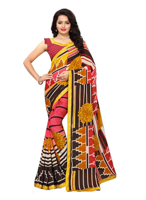 Pink, Multi Color  Georgette Saree only in Bigswipe