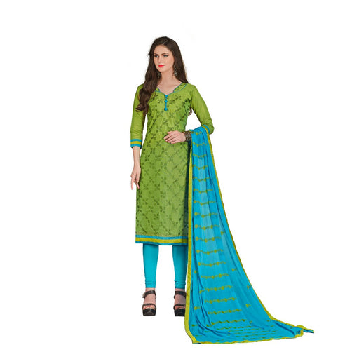 Chanderi Fabric Green Color Dress Material only in Bigswipe