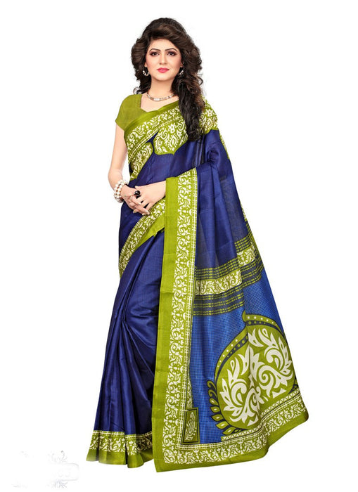 Navy Blue, Green Color Bhagalpuri Silk Saree only in Bigswipe