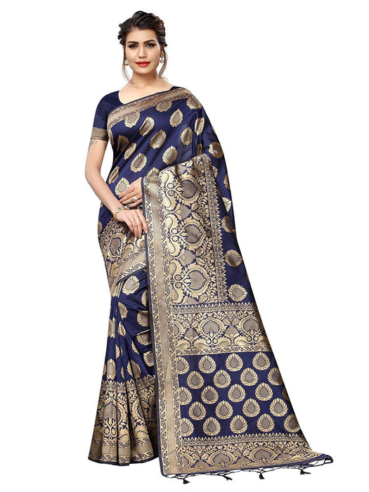 Navy Blue Color Poly Silk Saree only in Bigswipe