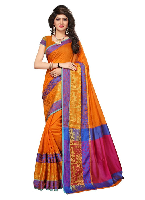 Orange Color  Cotton Silk Saree only in Bigswipe