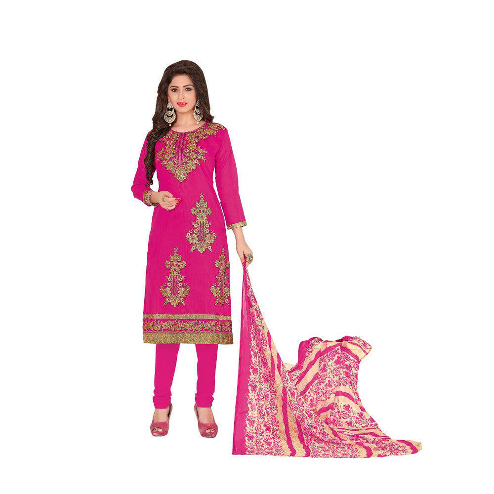 Chanderi Fabric Pink Color Dress Material only in Bigswipe