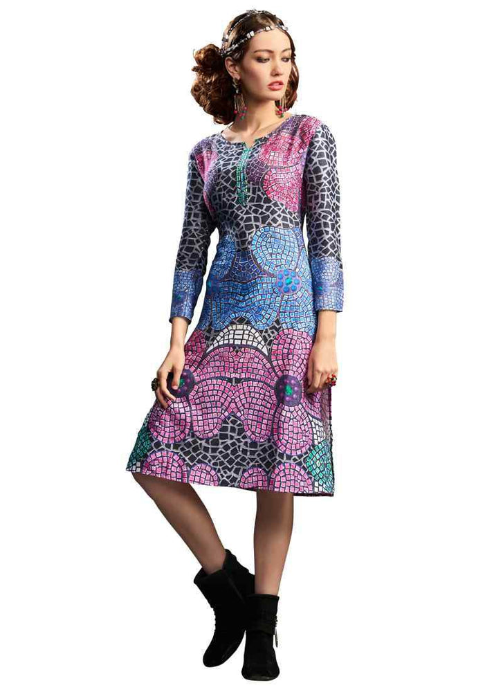 Multi Color Printed Rayon Cotton Kurti only in Bigswipe